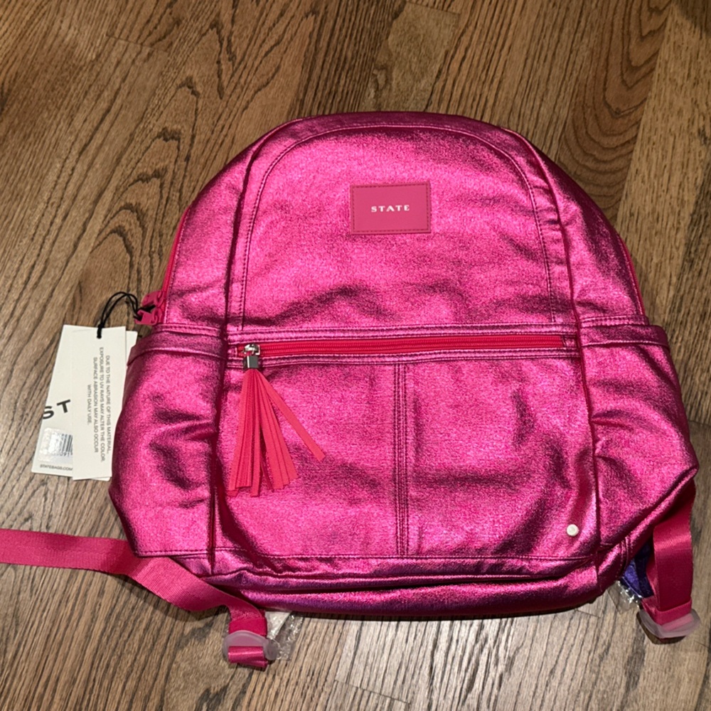 Double Pocket State Metallic Magenta NWT Backpack
